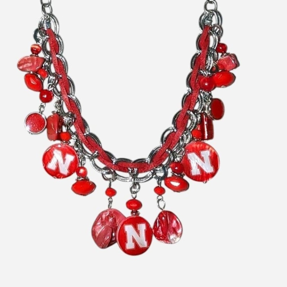 Nebraska Cornhuskers Red and Silver Women's Necklace 0251